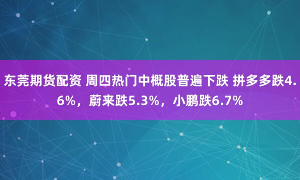 东莞期货配资 周四热门中概股普遍下跌 拼多多跌4.6%，蔚来跌5.3%，小鹏跌6.7%